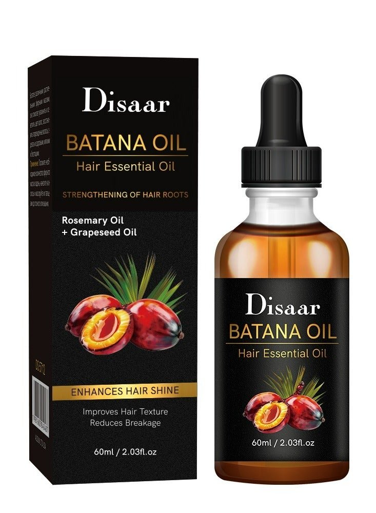 Batana Oil Hair Essential Oil Strengthening Of Hair Roots Rosemary Oil + Grapeseed Oil Enhances Hair Shine Improves Hair Texture Reduces Breakage 60 ML