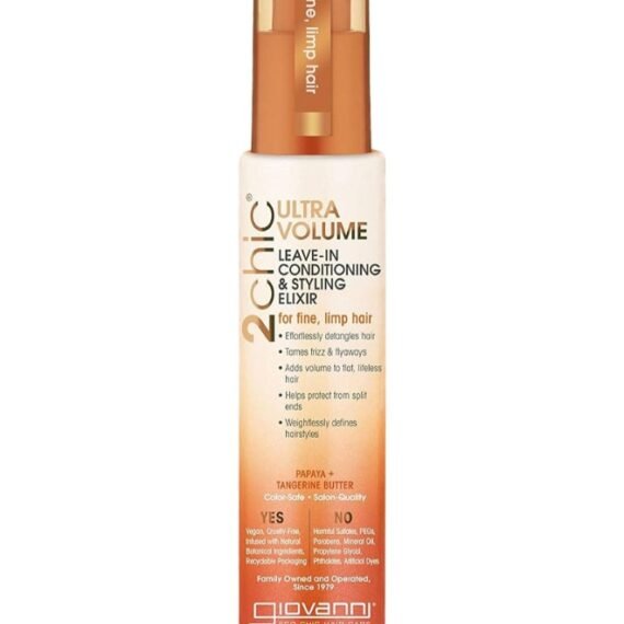 Giovanni 2Chic Ultra-Volume Leave-In Conditioning Elixir, Infused With Papaya & Tangerine 118ml