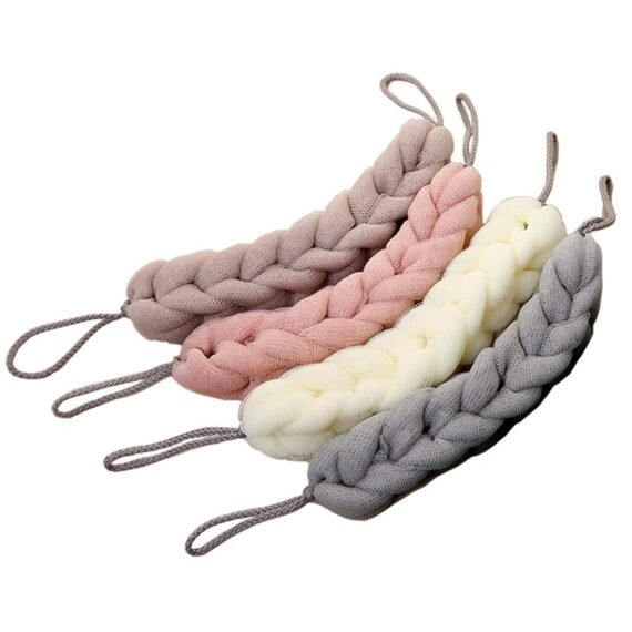 4 Packs Long Stretch Back Sponge with Rope Handles Back Scrubber Bath Shower Mesh Sponge for Men and Women