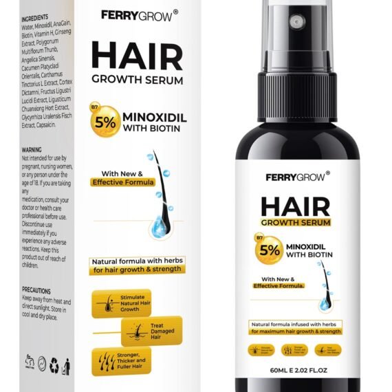 Biotin 5% Minoxidil for Men and Women for Hair Loss Hair Growth Serum for Thicker Fuller Hair Minoxidil for Hair Growth 60ML 2.O2 FL.0Z