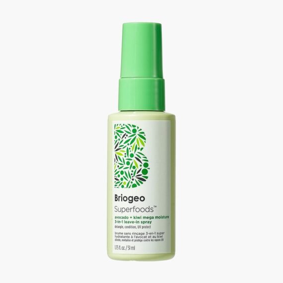 Briogeo Superfoods Avocado + Kiwi Mega Moisture 3-in-1 Leave-In Spray, 3-in-1 Hair Moisturizer for Dry Damaged Hair, Hair Detangler Plus Leave In Conditioner, Vegan, Cruelty-Free, 1.75 fl oz