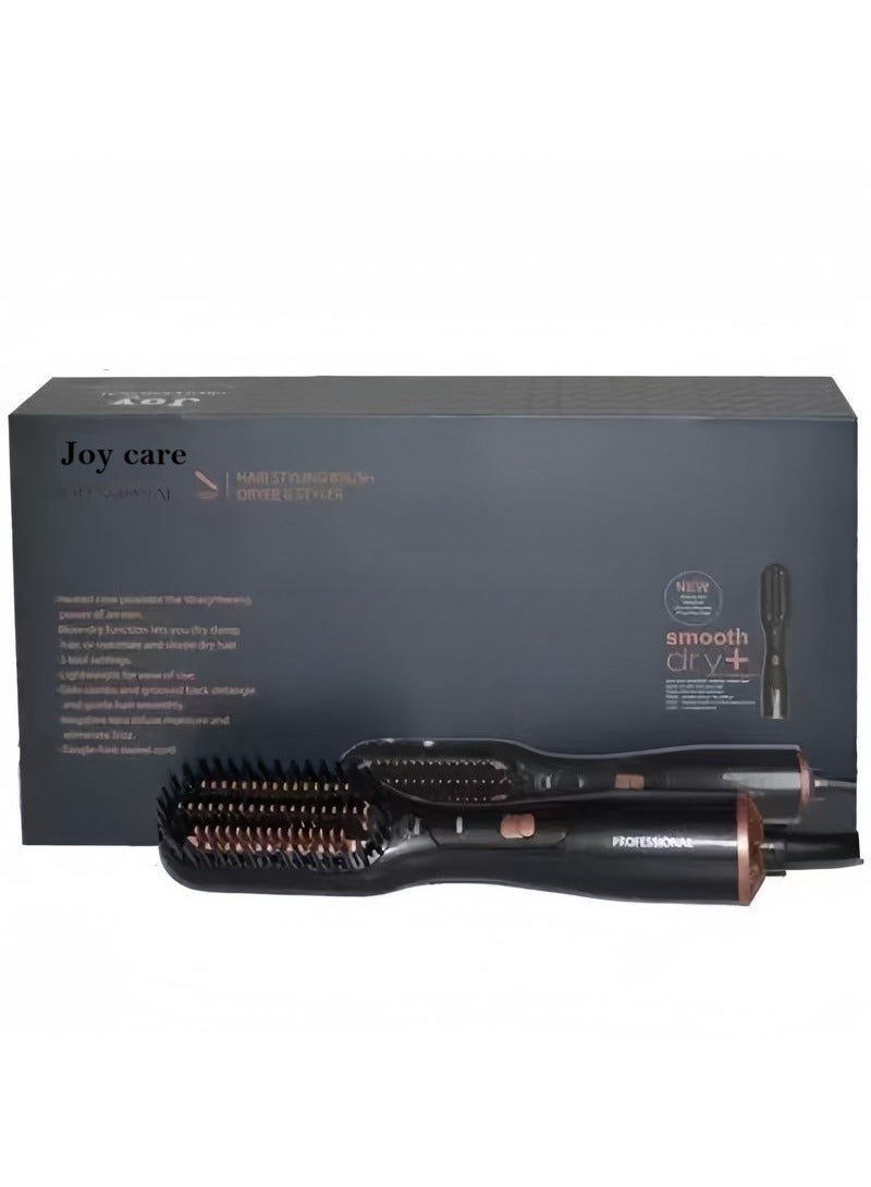 3-in-1 Professional Hair Styling Brush in Black/Rose Gold - Hot Air Blow Dryer Brush, Volumizer & Straightener with Ionic Technology, 3 Heat/Speed Settings, Cool Shot & Dual Voltage for Frizz-Free Salon Smooth Hair at Home