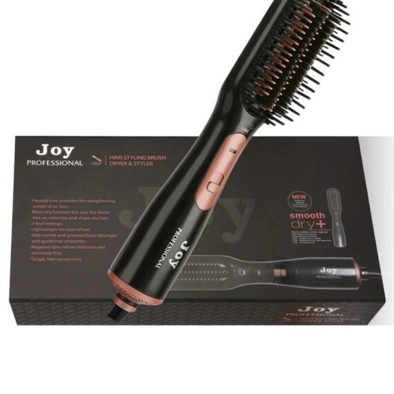 Joy 3-in-1 Professional Hair Styling Brush – Hot Air Dryer, Volumizer & Straightener, Black/Rose Gold