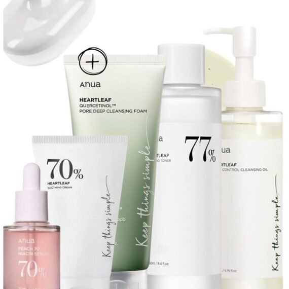 Heartleaf Skincare Set - Pore Control Cleansing Oil - 77 Soothing Toner - Quercetinol Deep Cleansing Foam - Peach Niacinamide Serum - and Soothing Cream for Clear - Radiant Skin - Face scrubber 730ml