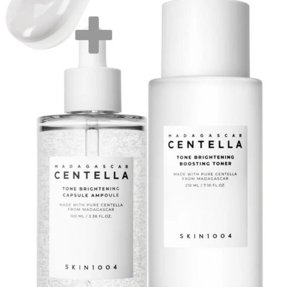 Madagascar Centella Skincare Set – Brightening Toner 210ml & Capsule Ampoule 100ml And Scrubber 310ml