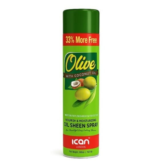 ICAN LONDON Olive Oil Moisturizing Sheen Spray With Coconut Oil – 500ML