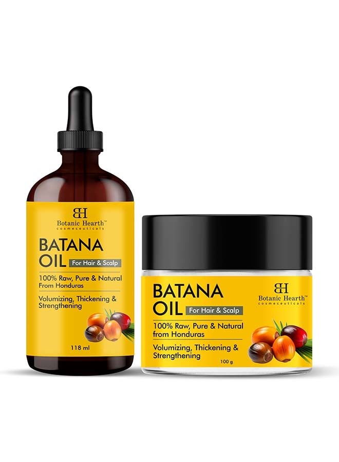 Pack Of 2, Raw Batana Oil For Hair Growth 118 Ml And Batana Butter 100Gm |Natural, Unrefined And Organic, Sourced From Honduras - Enhances Hair Thickness, Prevents Hair Loss, Repairs Damaged Hair For Men And Women