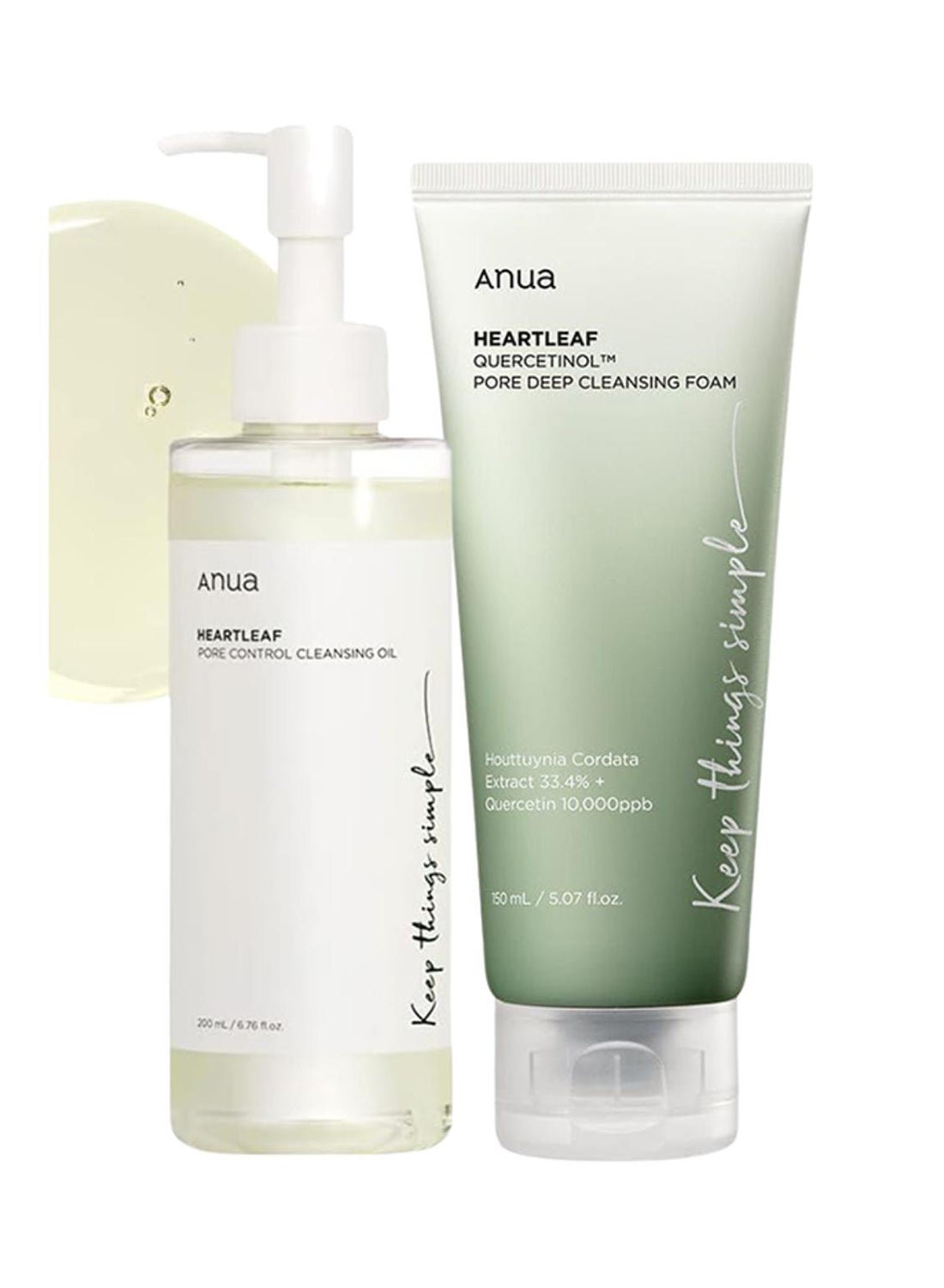 Heartleaf Pore Control Cleansing Oil & Deep Cleansing Foam Korean Facial Cleansers, Daily Makeup Blackheads Removal ( 200 ml / 150 ml ) 350ml