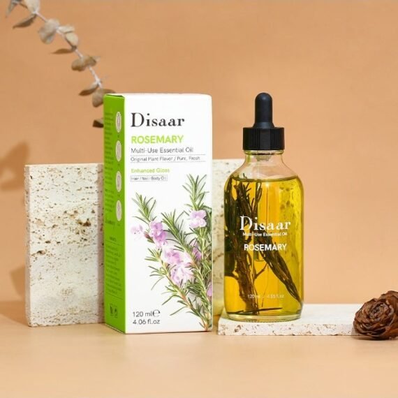 Disaar Rosemary Essential Oil 120ml | Premium Multi-Use Organic Oil for Hair, Skin & Nails | Fresh Botanical Extract Promoting Hair Growth, Stronger Nails & Healthy Glow | Non-Greasy Formula