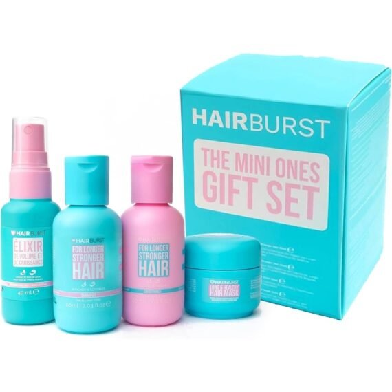 The Mini Ones Gift Set - Shampoo, Conditioner, Elixir & Mask. Helps Thicken and Strengthen Long Hair, Minimise Breakage, In Miniature Travel-Size Bottles.