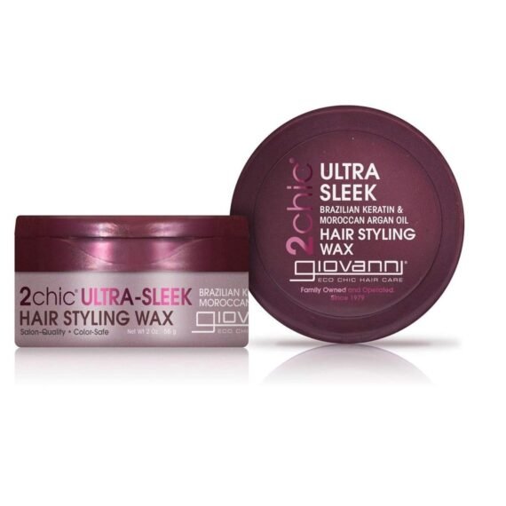 2chic Ultra Sleek Hair Styling Wax - Brazilian Phyto-Keratin & Moroccan Argan Oil, Strong Hold Keeps Hair In Place, Nourishing Anti-Frizz Formula, No Parabens, Color Safe 2 oz - Pack of 1