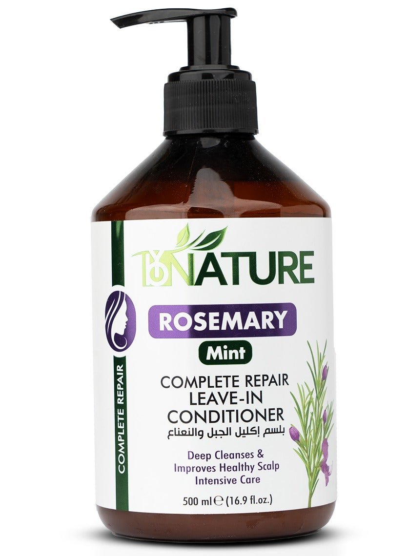 By Nature Leave-In Conditioner 500ml with Rosemary, Mint, Biotin, Argan Oil — Deep Hydration, Hair Strength, Anti Hair Fall, For Damaged, Curly, Color-Treated Hair, Sulfate-Free, Paraben-Free