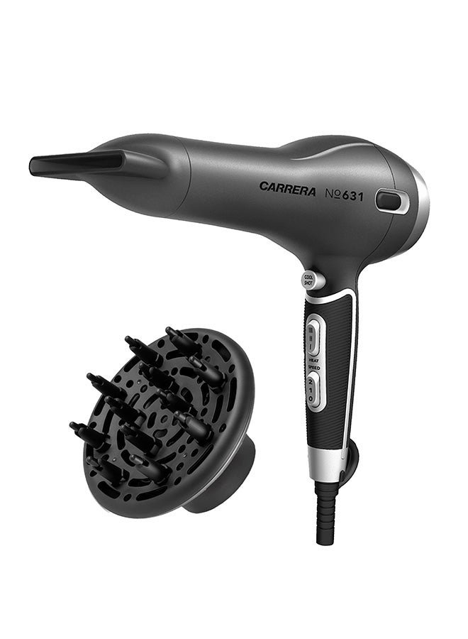 CRR631 Professional Hair Dryer for Men & Women, 2400W Powerful AC Motor, Hot & Cold Air, Ionic Technology, 3 Heat & 2 Speed Settings, Slim Nozzle & Volume Diffuser, 2 Years Warranty