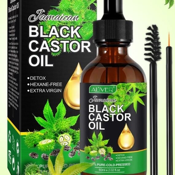 Organic Castor Oil 60ml Pure Natural Massage Oil Cold Pressed Jamaican Black Castor Oil for Detox Compress Wrap Skin Conditioning Oil Hair Eyelash Oil Nourish Scalp Dry Skin Moisturizer Carrier Oil