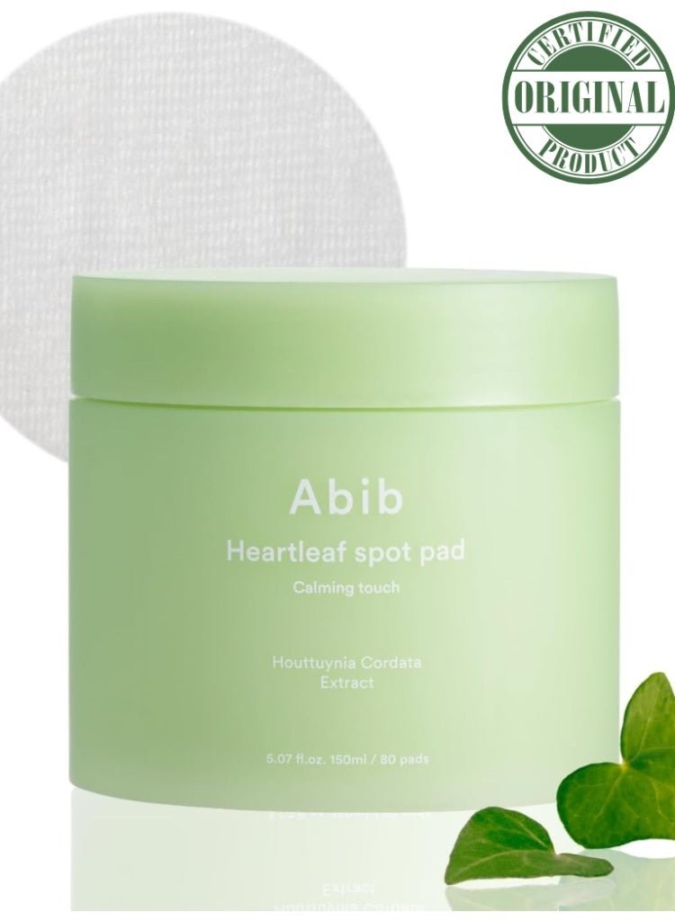 Abib Heartleaf Spot Pad Calming Touch 80 Pads – Toner Pads for Face, Redness Relief, Instant Calming, Moisturizing Facial Toner, Light Texture, Easy to Use