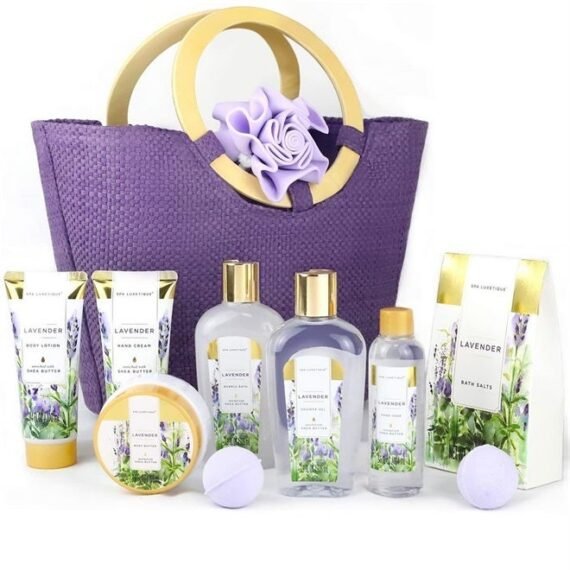 Spa Luxetique Gift Baskets for Women, Spa Gifts for Women - 10pcs Lavender Bath Gifts with Bath Bomb, Body Lotion, Bubble Bath, Relaxing Spa Baskets for Women Gift, Birthday Gifts for Women Mom