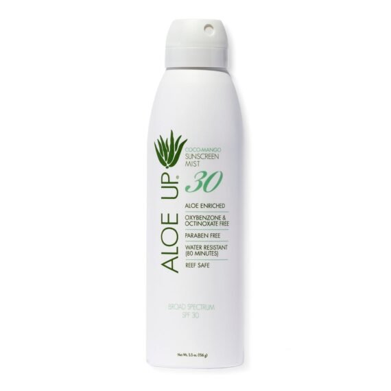 Aloe Up White Collection Sunscreen Lotion SPF 30 - Broad Spectrum UVA/UVB Sunblock for Face and Body - With Aloe Vera Gel - Alcohol-Free - Reef-Friendly - Coco-Mango Fragrance - 4 Oz