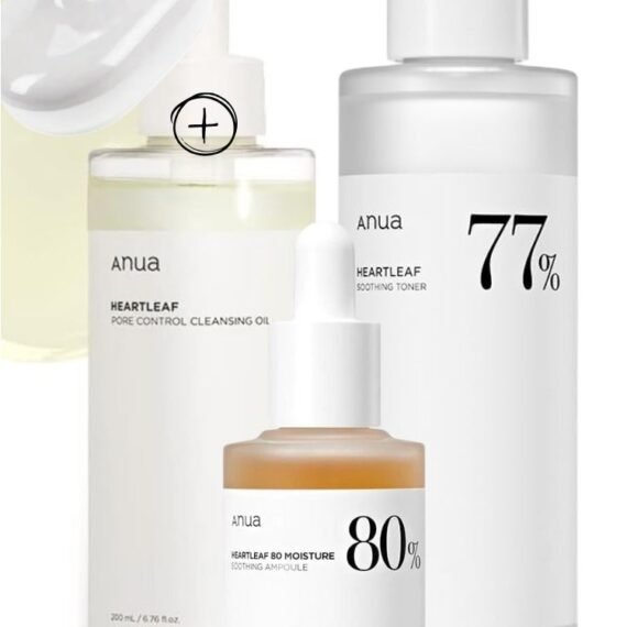 Heartleaf Skincare Set - Pore Control Cleansing Oil - 77 Soothing Toner - and 80% Moisture Soothing Ampoule for Clear - Hydrated - and Balanced Skin - Face Scrubber - 480ml