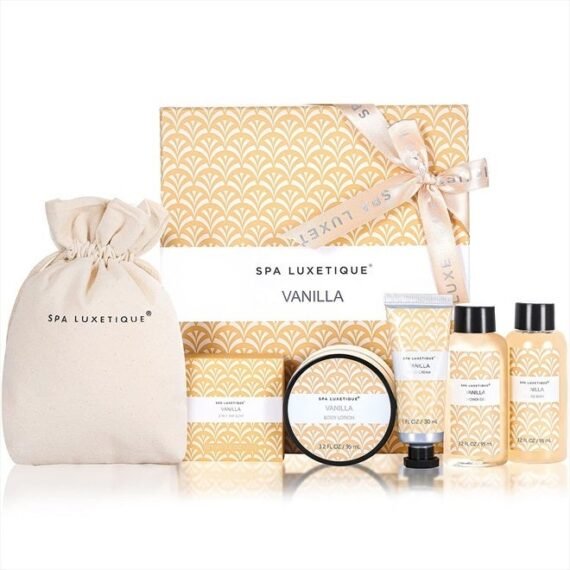 Spa Luxetique Spa Gift Set for Women, Vanilla Spa Set, Bath Kit for Women Gift Set Includes Body Lotion, Shower Gel, Bubble Bath, Hand Cream, Lotion Gift Set for Women, Birthday Gifts For Women