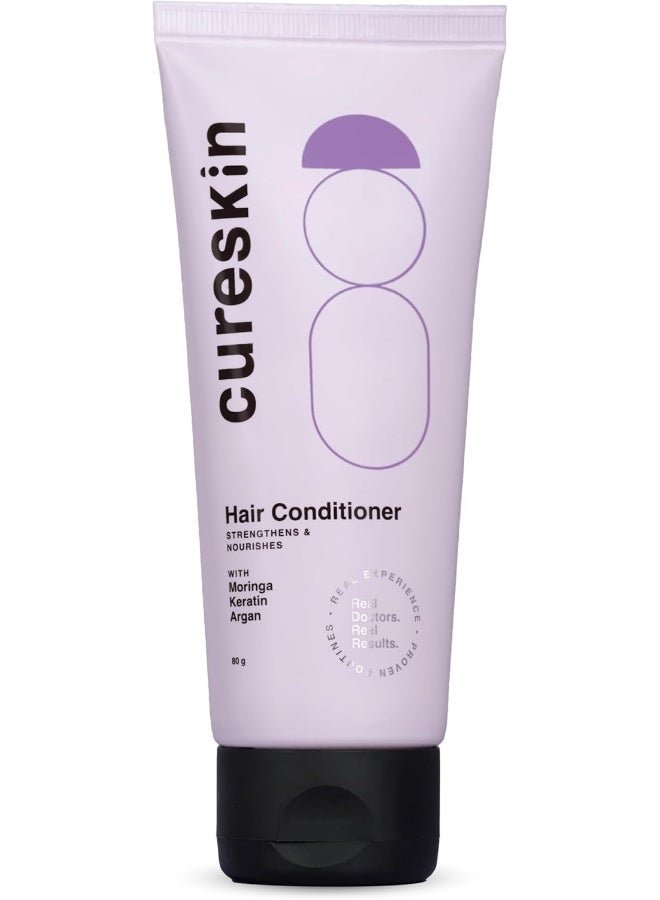 Cureskin Keratin Smooth Conditioner With Moringa, Keratin And Argan | Strenghtens And Nourishes For Damaged Hair, 80 Gram (Pack Of 1)