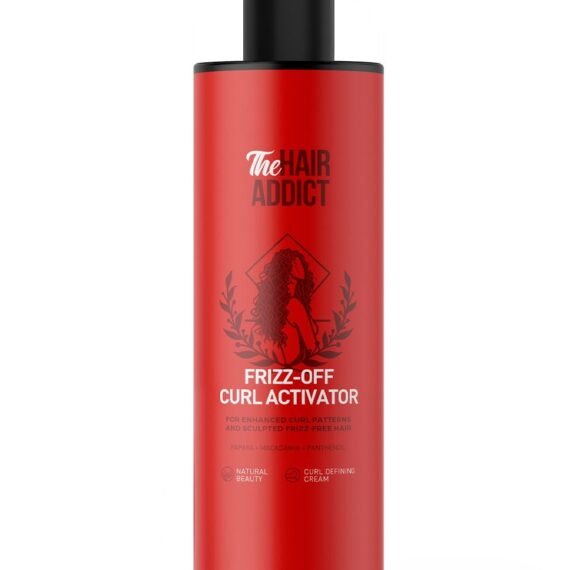 The Hair Addict Frizz Off Curl Activator Cream - Enhanced Curl Patterns & Sculpted Frizz-Free Definition - Lightweight Moisturizing Papaya, Macadamia & Pro-Vitamin B5 Formula - 250 ml