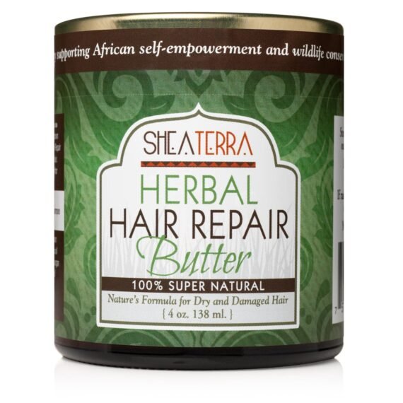 Shea Terra Organics Hair Repair Herbal Butter | Natural Hair Restoration and Dry Itchy Scalp Treatment - Rinse Out or Leave-In Conditioner - 4 oz