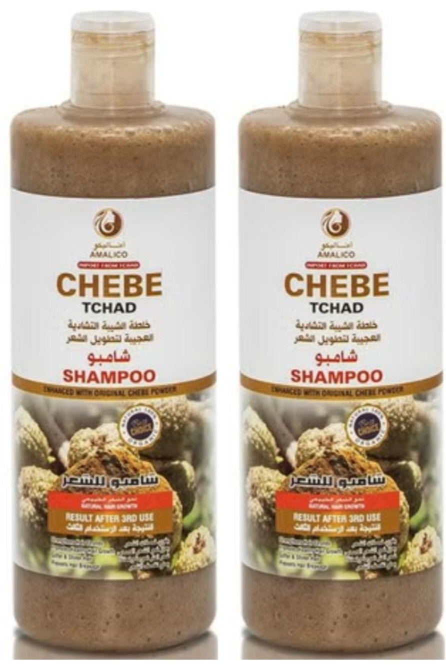 Hair Shampoo with Chebe Powder for Hair Growth Ready to Use Sweet Almond, Palm, Olive Oil for Deep Scalp Nourishment Sulphate Free 500 ml 2 pcs