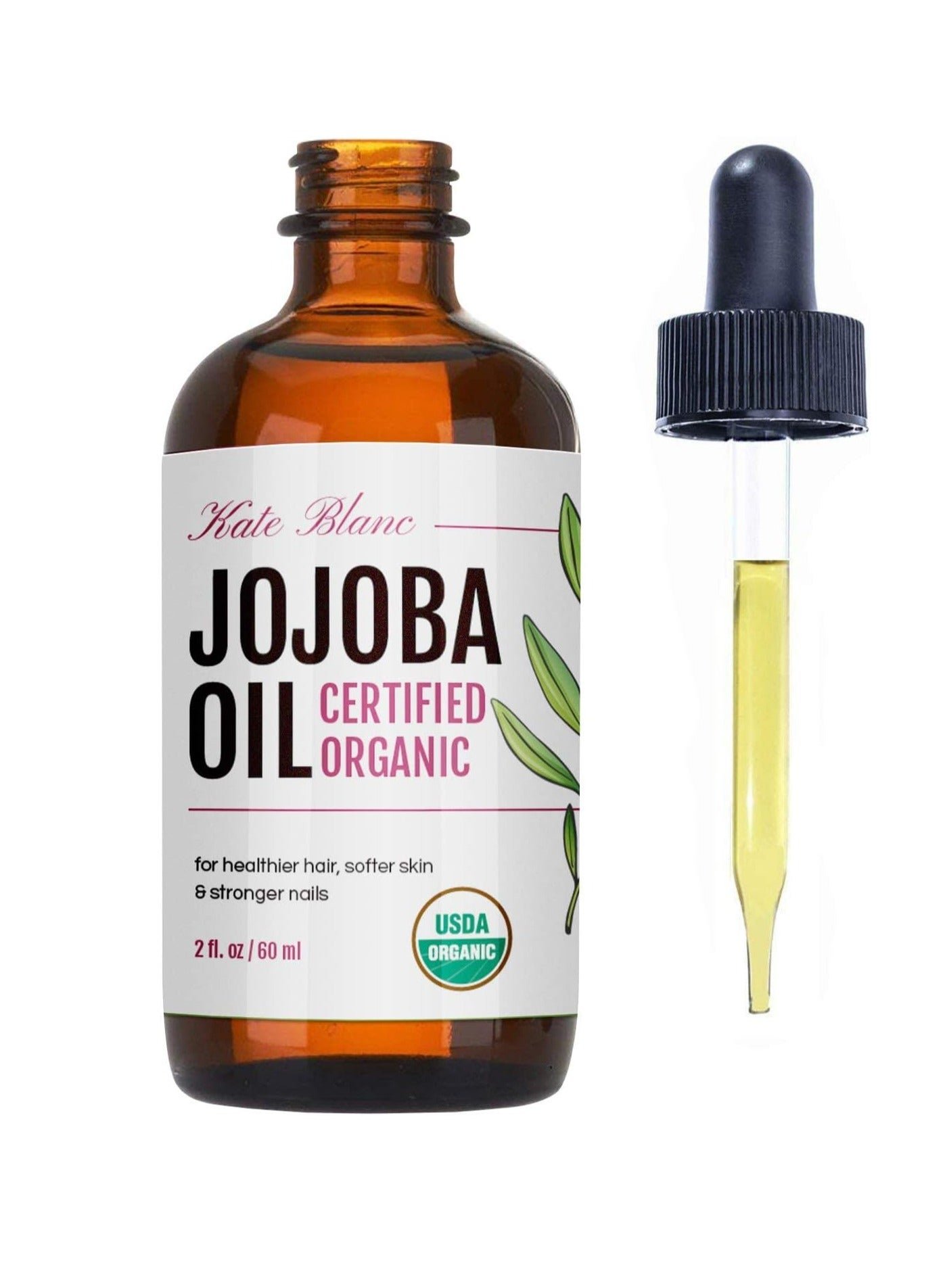 Jojoba Oil (2 oz), USDA Certified Organic, 100% Pure, Cold Pressed, Unrefined. Revitalizes Hair and Gives Skin a Radiant, Youthful Look. Great treatment for Face, Lips, Cuticles, Stretch Marks, Beard
