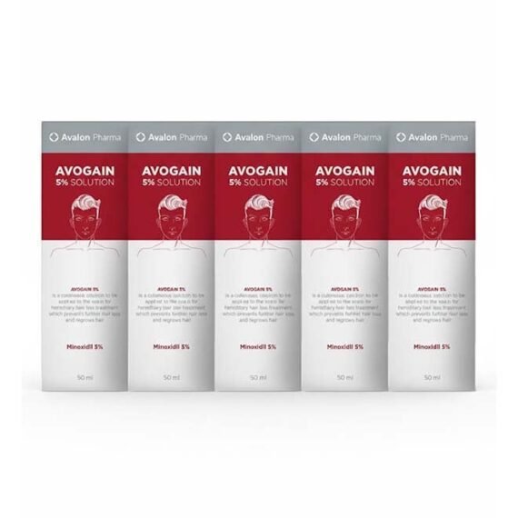 Avogain 5% Spray Solution 50 ml – Avalon Pharma Men’s Topical Hair Loss Treatment with Minoxidil for Alopecia & Hair-Regrowth - Pack of 5 250ml