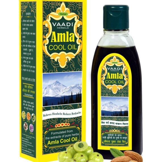 Vaadi Herbals Amla and Brahmi Blend Hair Oil - Therapeutic Grade for Hair Growth and Cooling - 6.76 Ounces