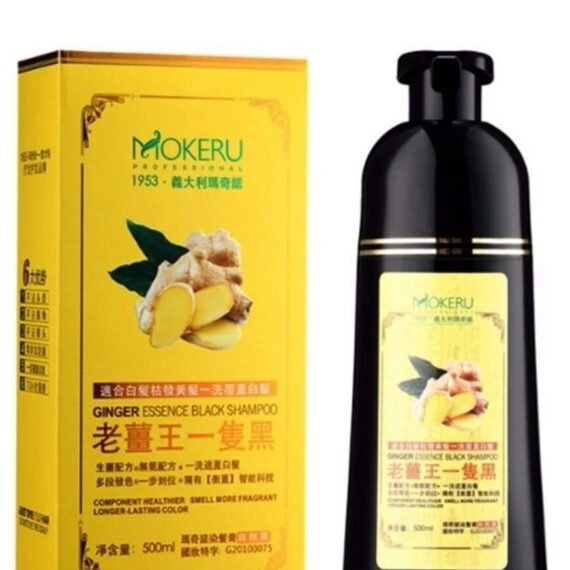 Ginger Essence Color Shampoo Natural Black Hair Dye 500 ML