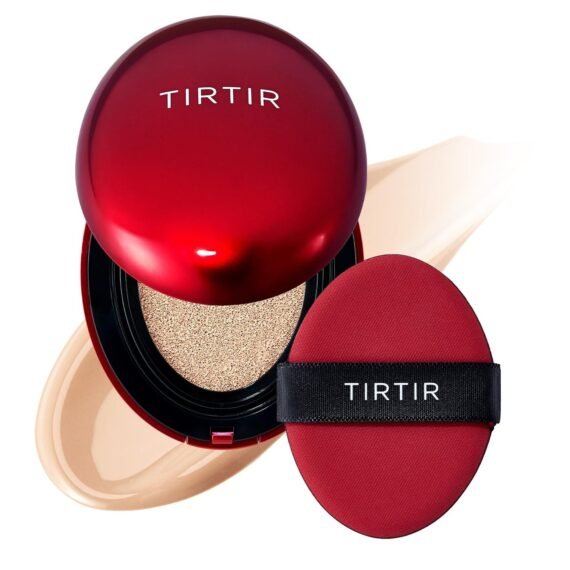 TIRTIR Mask Fit Red Cushion Foundation | Full coverage, Weightless, Skin fit, Satin Glow Finish, Korean Makeup BB Foundation, beauty, Tattoo cover up, Buildable (#21C Cool Ivory, 0.63 Fl Oz)