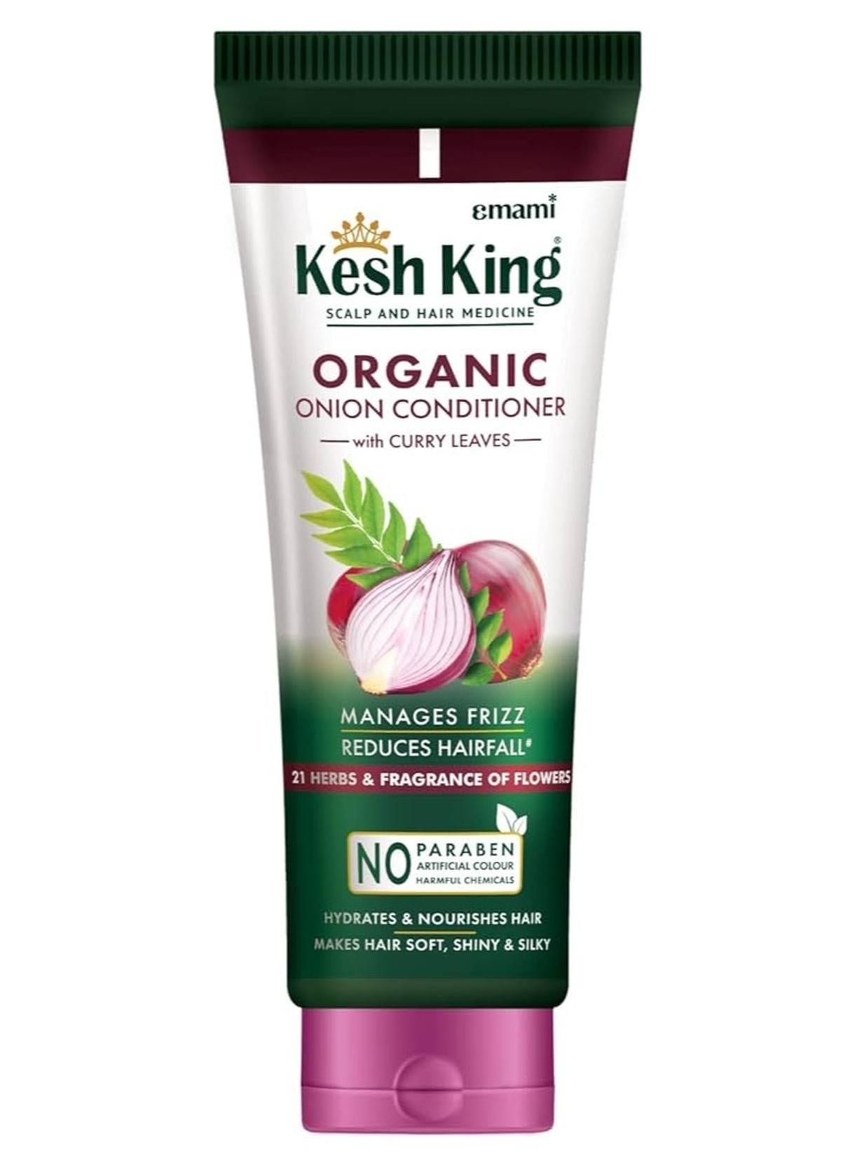 Kesh King Emami Organic Onion Conditioner With Curry Leaves For Hydrated And Nourished Hair For All Hair Types, 200 Millilitre - Unscented
