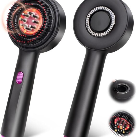 Electric Hair Oil Applicator & Scalp Massager Comb | Red Light Massage Brush with Oil Dispenser | Waterproof, Rechargeable, Portable Hair Care Tool