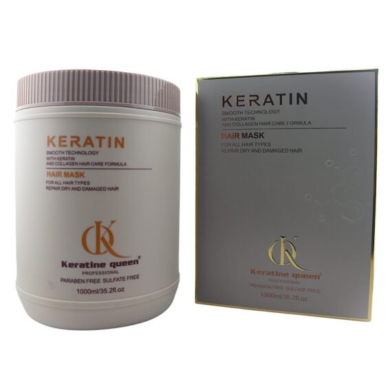 Keratine Queen Professional Keratin Hair Mask, Smooth Technology With Collagen Formula, Repair Dry and Damaged Hair, Paraben Free Sulfate Free, 1000ml/35.2fl.oz