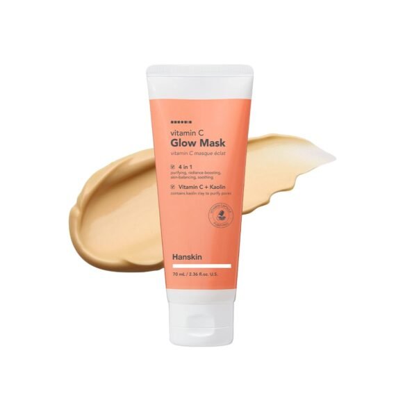 Hanskin Vitamin C Glow Mask – Korean Clay Mask for Glowing, Balanced Skin | Radiance-Boosting, Hydrating & Pore-Purifying Wash-Off Facial Mask with Ascorbic Acid & Kaolin | K-Beauty | 2.36 fl oz