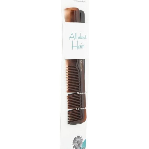 2-Piece Pocket Hair Comb Brown/Black