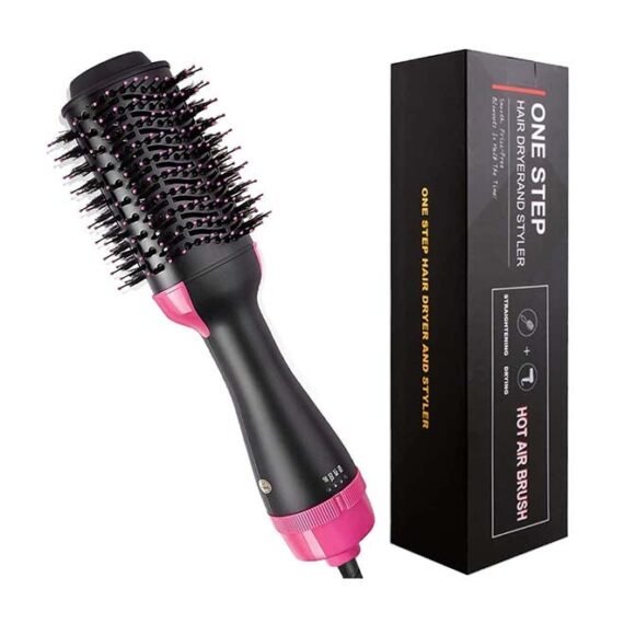 One Step Electric Hair Dryer And Styler Brush Black/Pink
