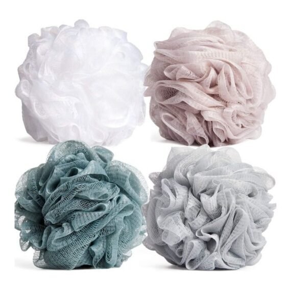 4-Piece Mesh Bath Sponge Loofah Multicolor 13cm