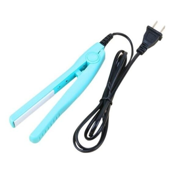 Mini Hair Straightener Ceramic Tourmaline Plates Curler Blue