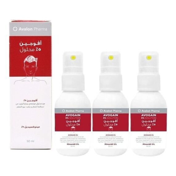 Avogain 5% Minoxidil Solution 50 ml 3 Month Supply Multicolour 50+50+50ml