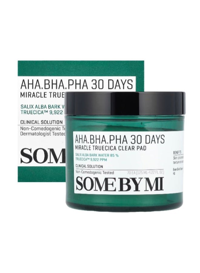Aha Bha Pha, 30 Days Miracle Truecica Clear Pad, 70 Pads, 125 Ml Green 125ml