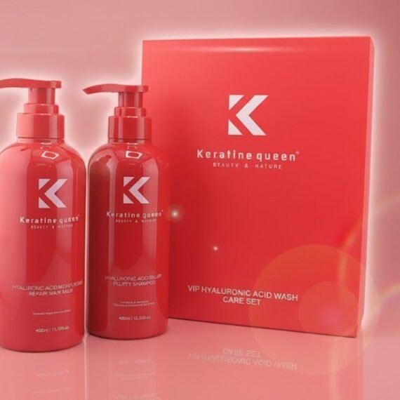 Keratine Queen VIP Hyaluronic Acid Hair wash Care set , Fluffy Shampoo 450ml  & Repair Hair Mask 450ml