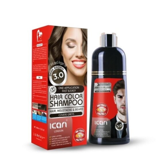 ICAN LONDON Hair Color Shampoo 3.0 Dark Brown 400 ML | Color-Depositing & Nourishing Hair Care