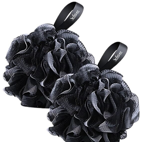 Exfoliating Shower Black Soft Touch Shower Premium Bath Loofah Set (2PCS)