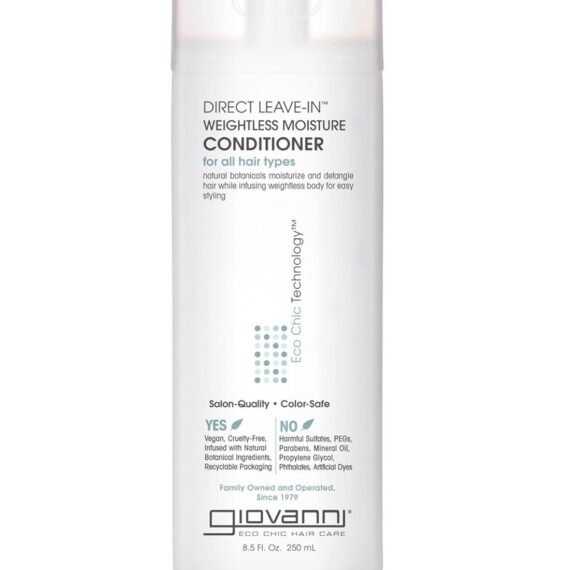 GIOVANNI Direct Leave In Weightless Moisture Conditioner - Co-Wash, Great for Curls & Wavy Hair, Wash & Go, Salon Quality, No Parabens, Infused with Natural Botanical Ingredients - 8.5 oz
