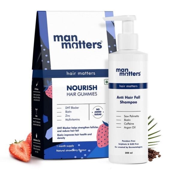 Biotin Hair Gummies [30N] & Anti Hair Fall Shampoo [200Ml] ; With Dht Blocker Biotin Caffeine ; Stage 1 Hair Loss Kit ; Improves Scalp Health Strengthens Hair Reduces Hair Fall