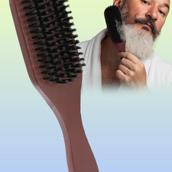 Wooden Handle Beard Brush Wooden Handle Nylon Multi Function Brush with Retro Design for Beard Wooden Sleek Hairbrush Bristle Beard Comb Brush