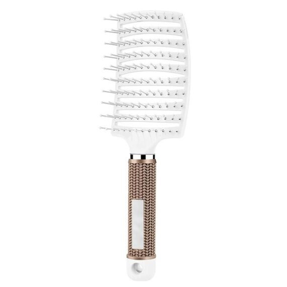 Hair Brush Comb, Curved and Vented Detangling Hair Brush for Long Thick Thin Curly Tangled, Professional Comb Hairdressing Styling Tools for Barber Women Men - White