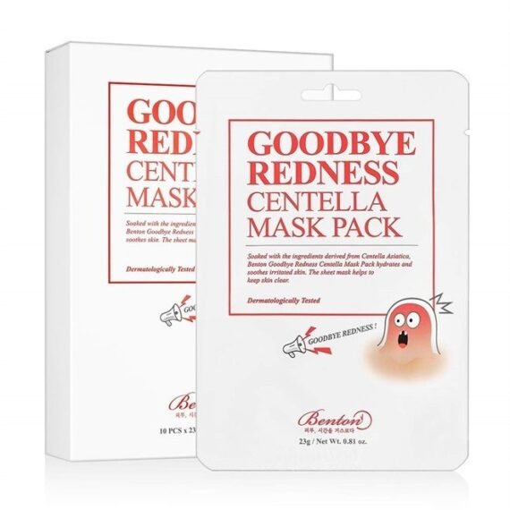 Good Bye Redness Centella Mask Pack 23g 10 Pack - Contains 45% Centella Asiatica, Hydraitng & Soothing Facial Mask Sheet, Rednes Relief and Skin Troubles, for Senstivie and Irritated Skin